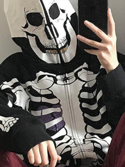 Y2K Gothic Skull Zip Up Hoodie
