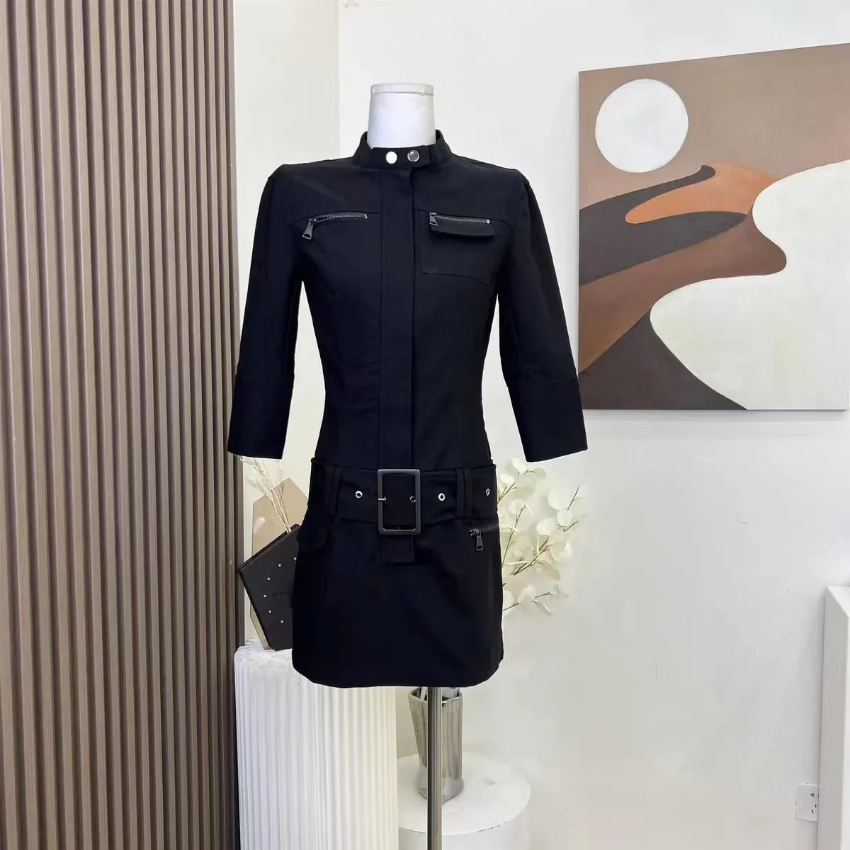Gothic Techwear Mini Dress