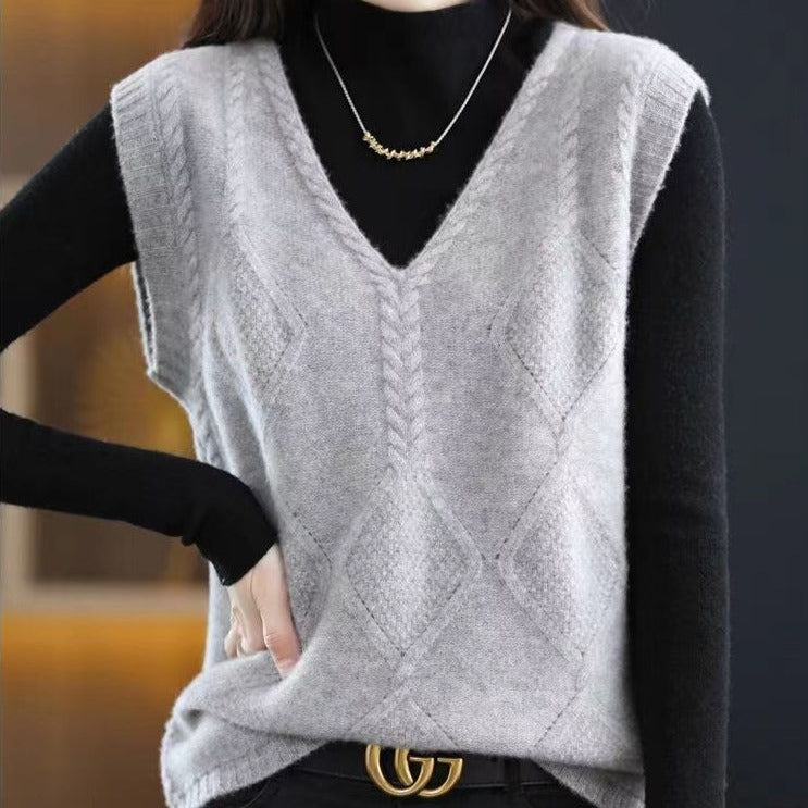 Loose V-neck Sweater Vest