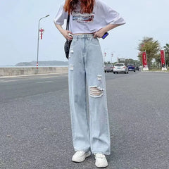 Ripped High Waist Loose Jeans