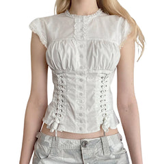 Cute Short Sleeve Lace Top
