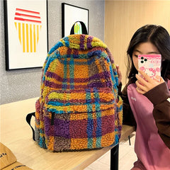 Plaid Wool School Bag