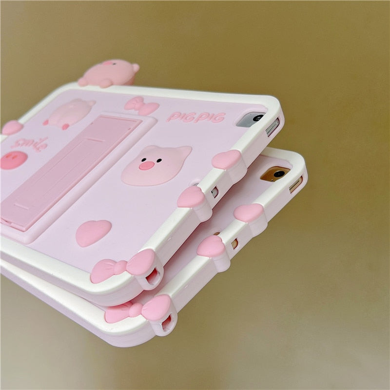 Cartoon Rabbit & Pig iPad Case