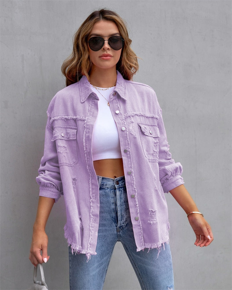 Raw-edges Denim Jacket
