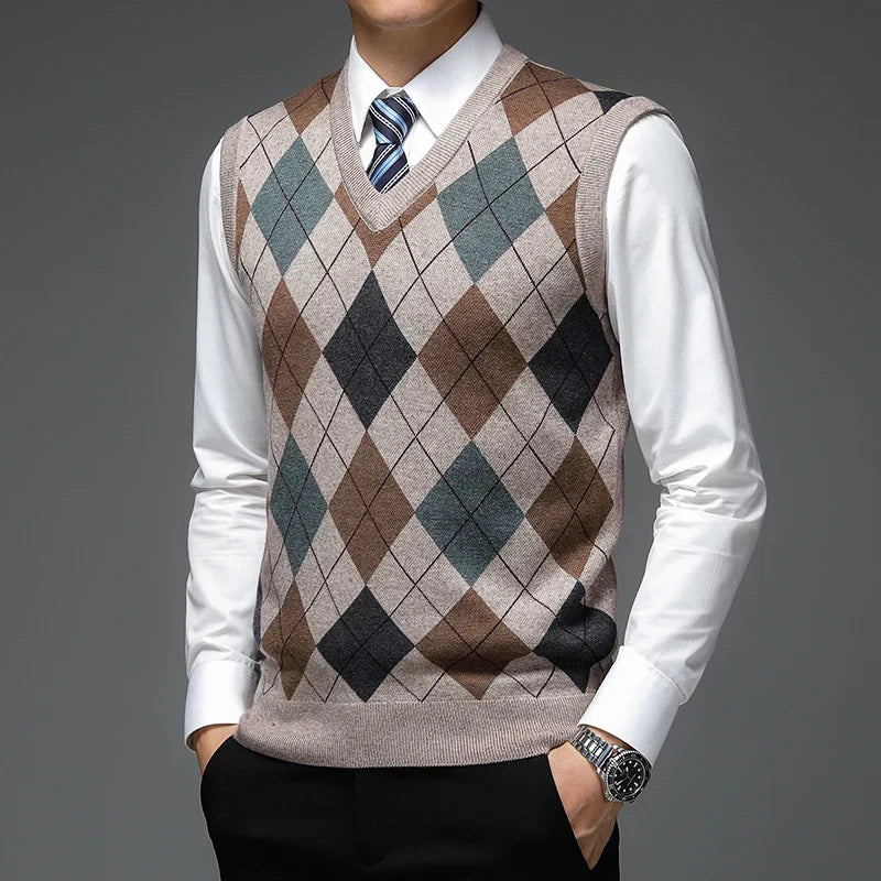 Atticus - Men's Argyle Knitted Sweater Vest