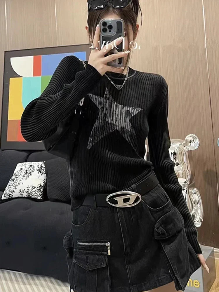 Grunge Striped O-Neck Sweater