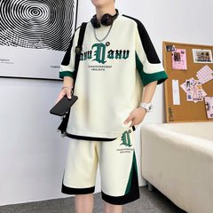 Casual Sports Outfit Set - Loose T-Shirt & Shirts