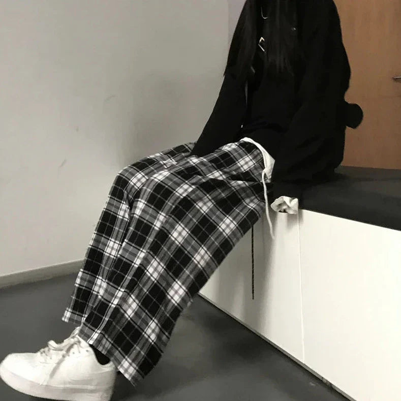Casual Oversized Plaid Pants