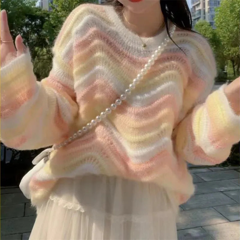 Korean Rainbow Knit Sweater