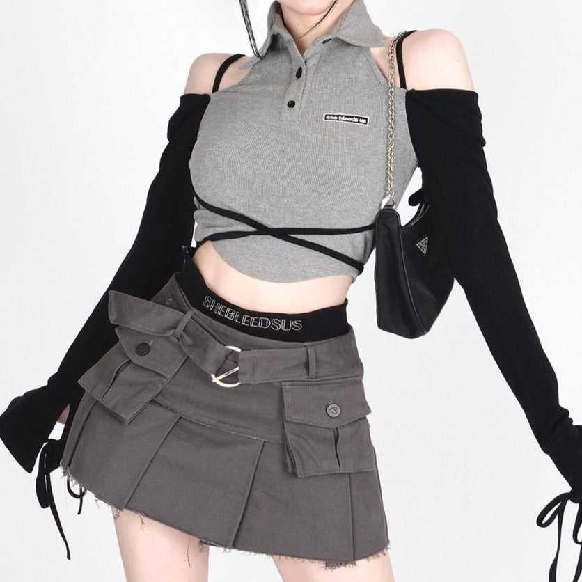 Y2K Techwear Set - Top & Skirt