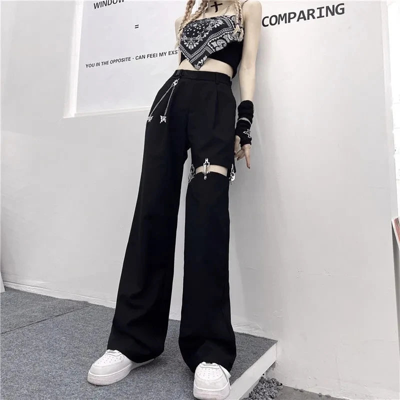Harajuku Goth Pants With Chain