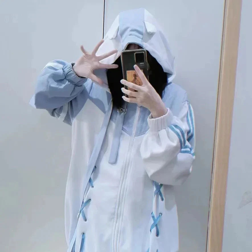 Y2K Oversized Pastel Sports Jacket