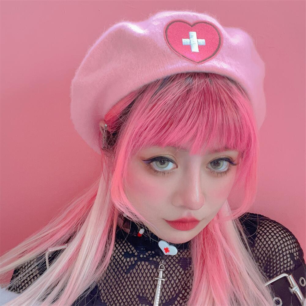 Harajuku Y2K Pink Heart Beret