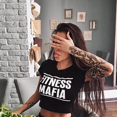 Letter Printing Women's Sports & Yoga Crop Top