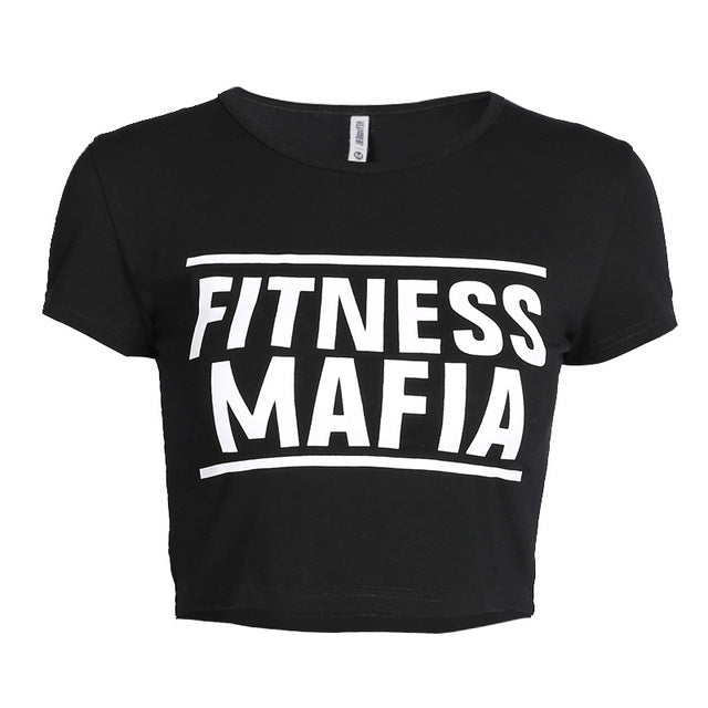 Letter Printing Women's Sports & Yoga Crop Top