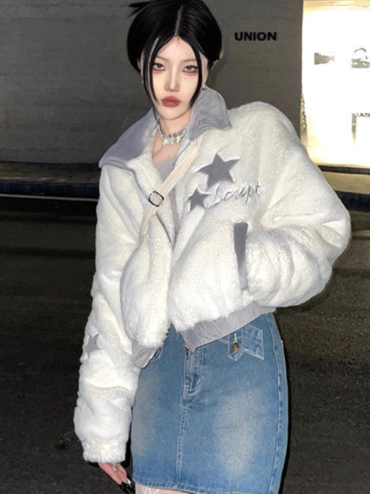 Harajuku Cropped Fluffy Y2K Jacket