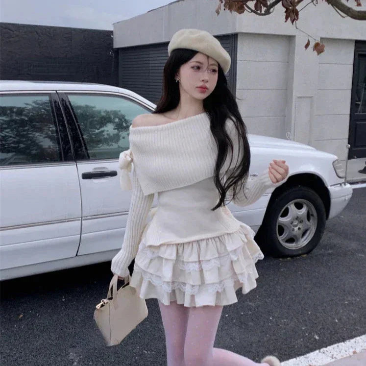 Kawaii Warm Outfit Set - Sweater & Mini Skirt