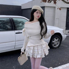 Kawaii Warm Outfit Set - Sweater & Mini Skirt