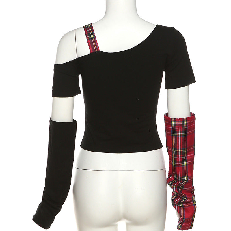 Star Patchwork Grunge Crop Top