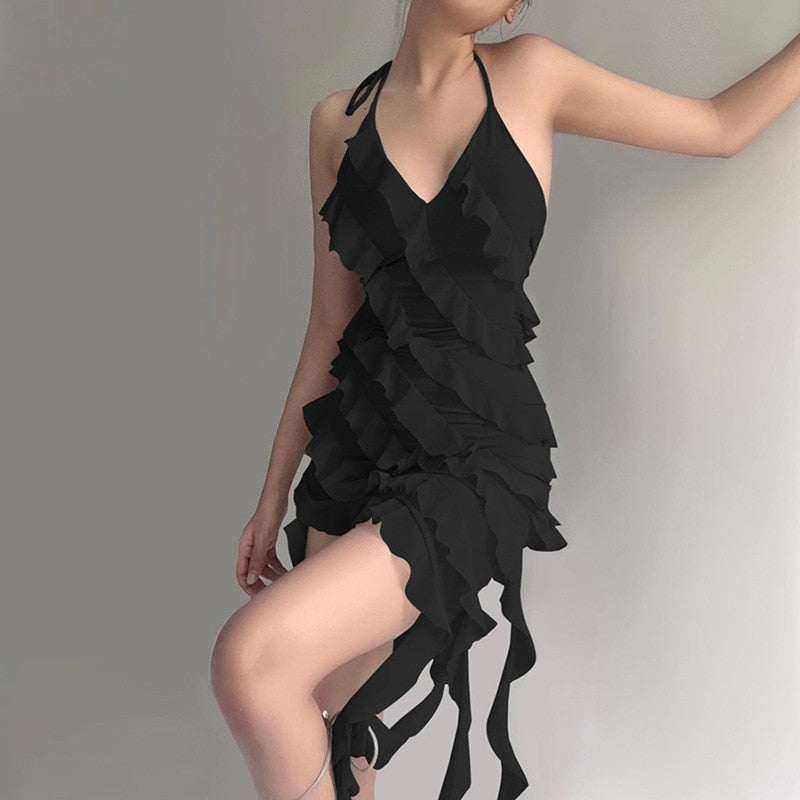 Elegant Fashion Mesh Tassel Slim Party Dress