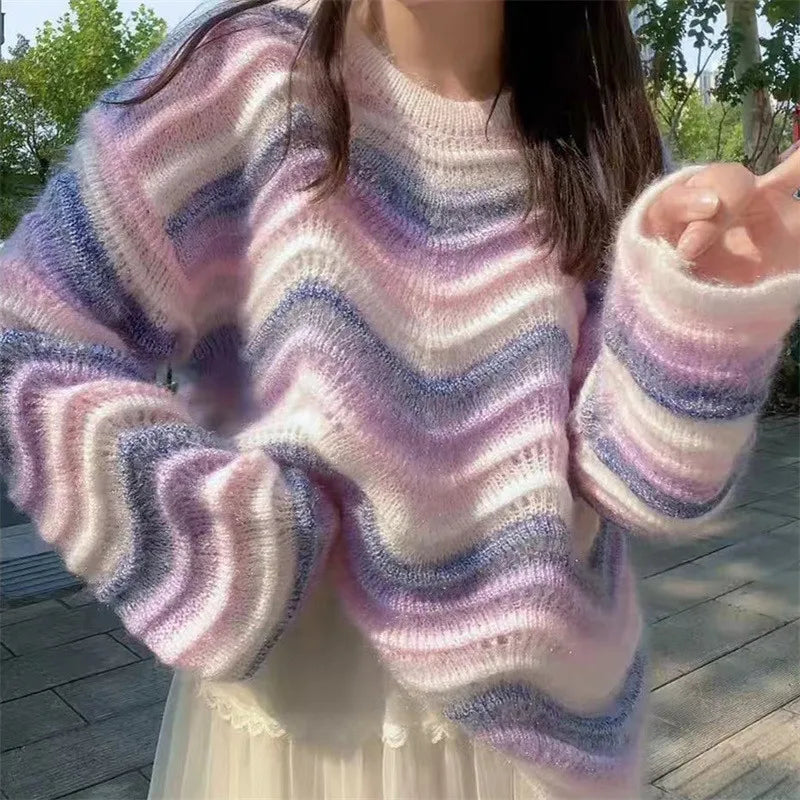Korean Rainbow Knit Sweater