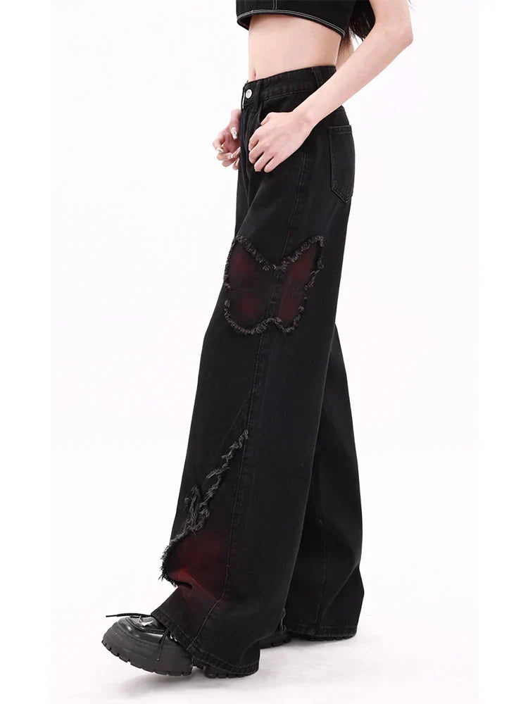 Y2K Butterfly Wide Leg Jeans