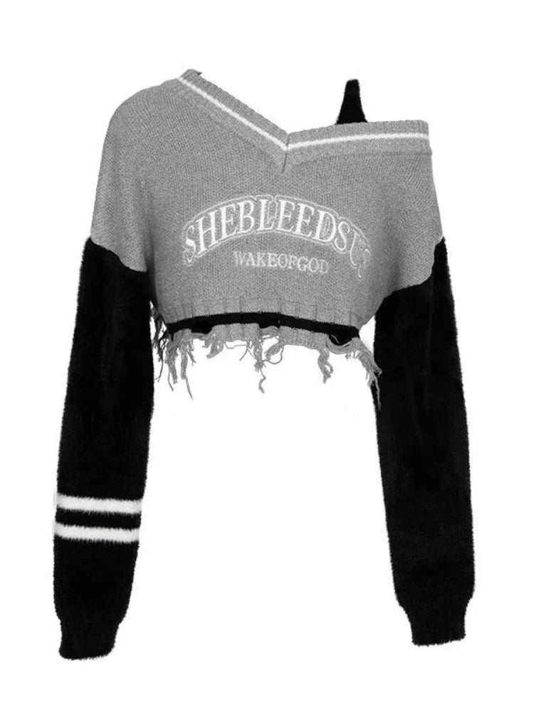 Vintage Cropped Sweater Y2K