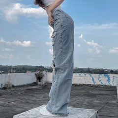 Ripped Straight Jeans
