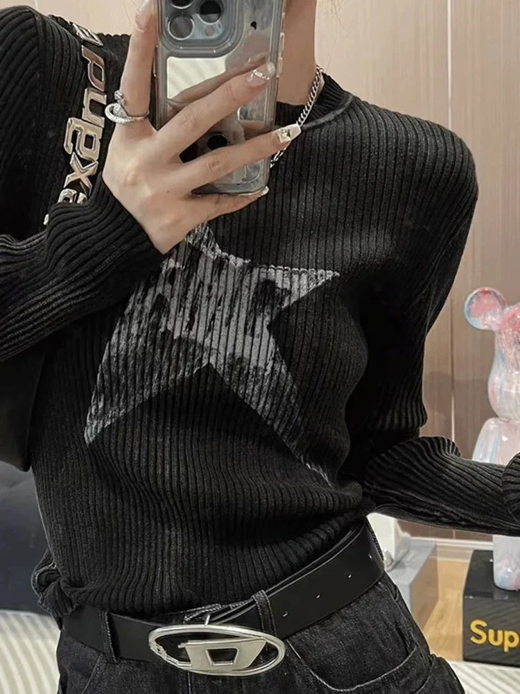 Grunge Striped O-Neck Sweater