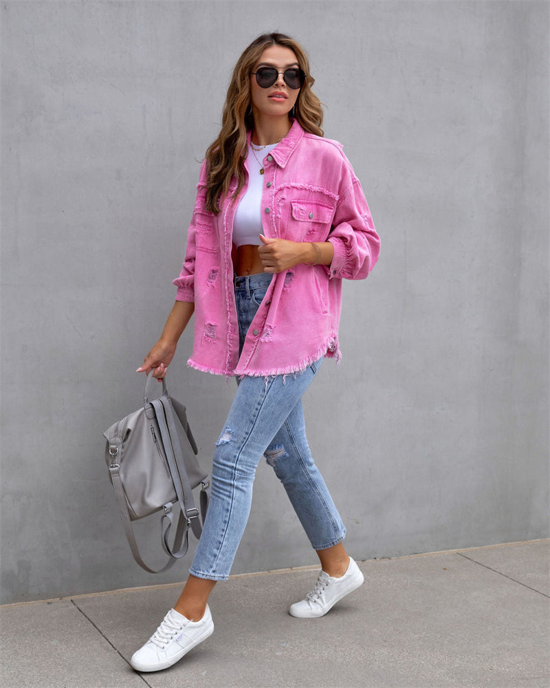 Raw-edges Denim Jacket