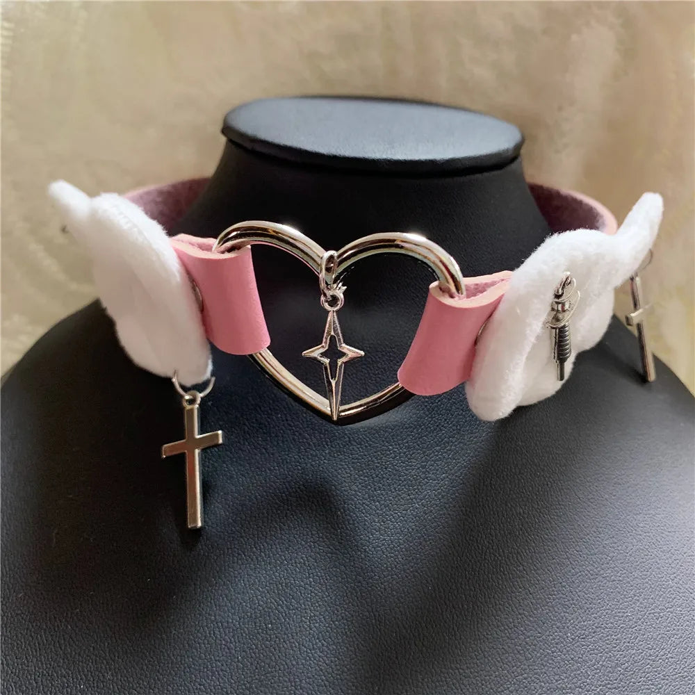 Y2K Angelic Heart Choker