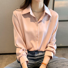 Solid Satin Chiffon Blouse