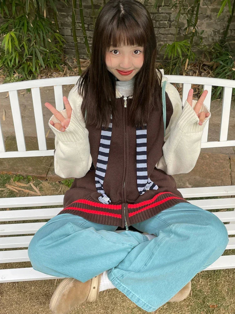 Y2K Knitted Zip Hoodie