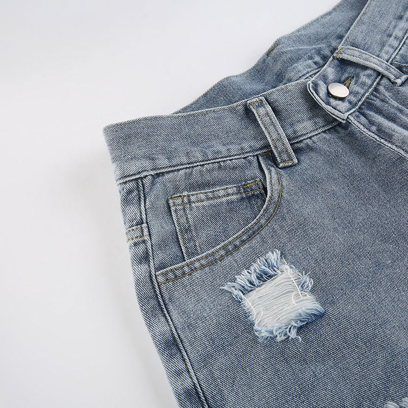 Ripped Straight Jeans