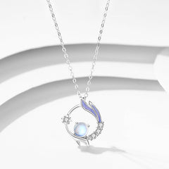 Silver Moonstone Pendant Necklace