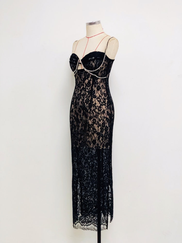 Elegant Black Sleveless Cutout Designer Dress