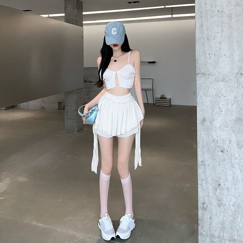 Pastel Ruffle Mini Skirt Shorts