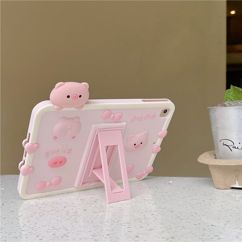 Cartoon Rabbit & Pig iPad Case