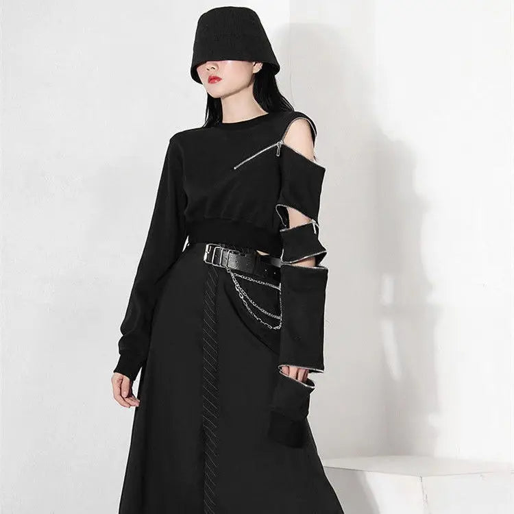 Gothic Long Sleeve Zipper Top
