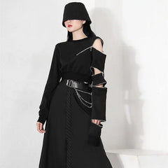 Gothic Long Sleeve Zipper Top