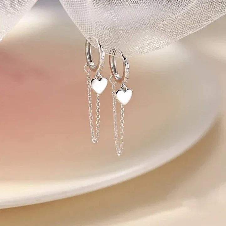 Silver Heart Korean Earrings