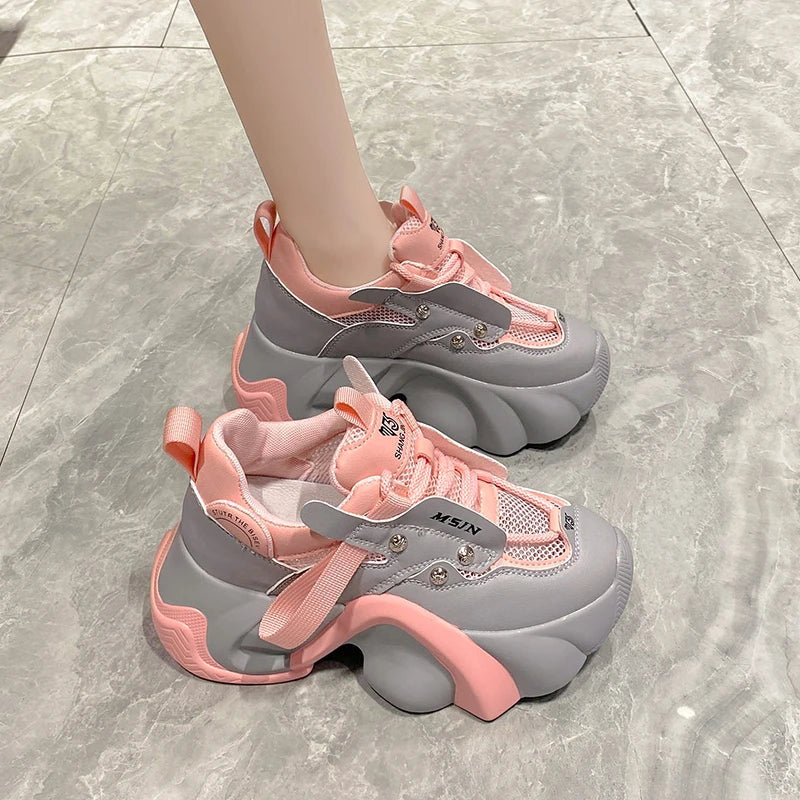 Chunky Mesh Platform Sneakers