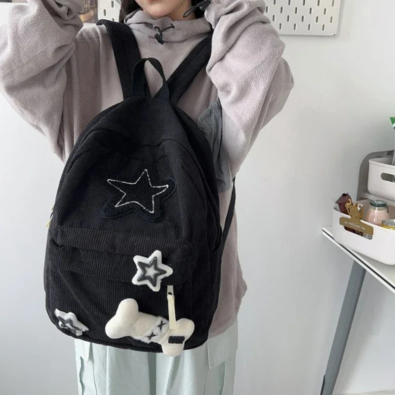 Y2K Corduroy Preppy Backpack