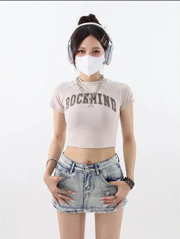 Y2K Ripped Denim Mini Skirt