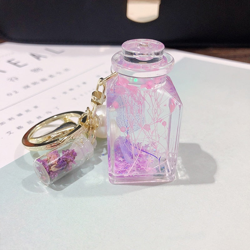 Aesthetic Flower Bottle Keychain