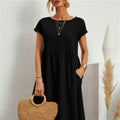 Elegant bodycon sexy cotton Women's dress for women  summer A-line short sleeve boho midi dresses woman robe femme ladies