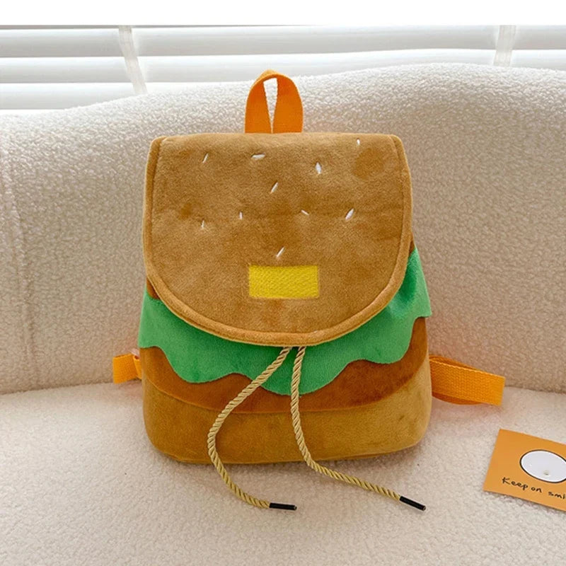 Cute Plush Burger Style Backpack