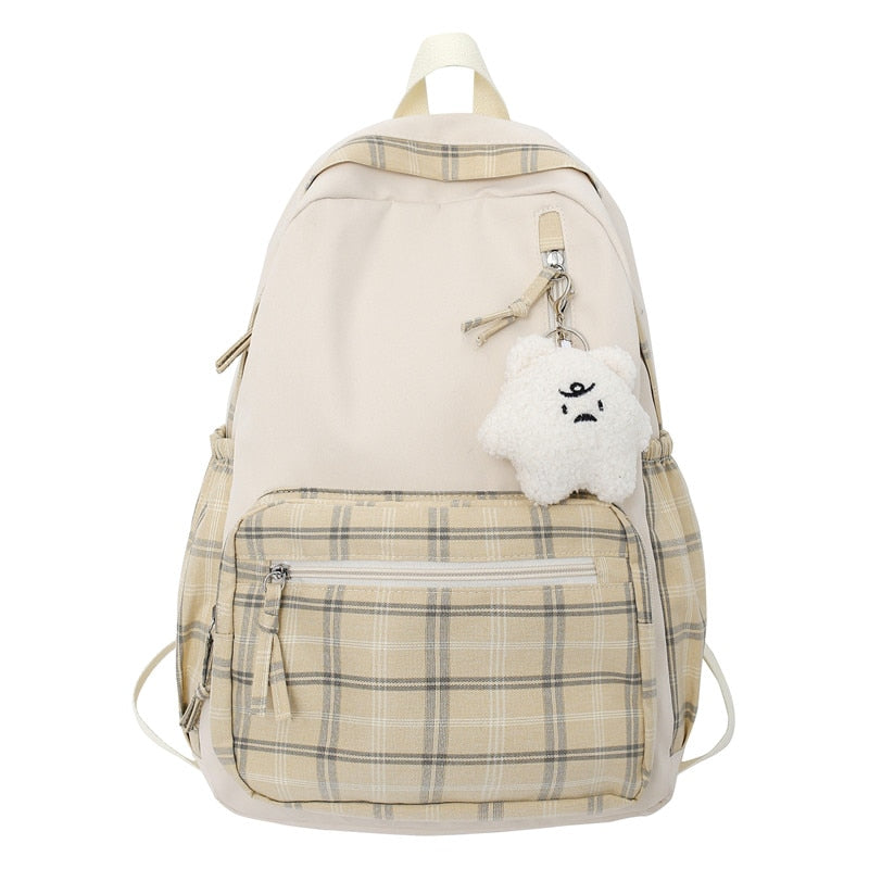 Cozy Plaid School Backpack
