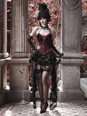 Gothic Velvet Outfit Set - Top, Skirt & Corset