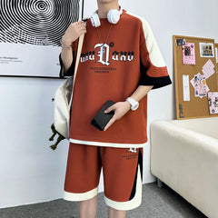 Casual Sports Outfit Set - Loose T-Shirt & Shirts